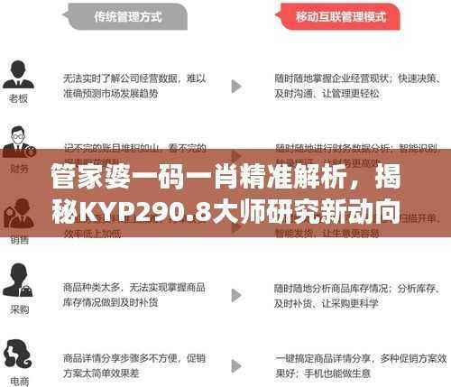 管家婆一码一肖精准解析，揭秘KYP290.8大师研究新动向