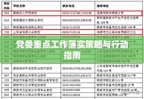 党委重点工作落实策略与行动指南
