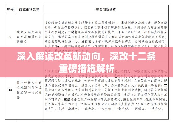 深入解读改革新动向,深改十二条重磅措施解析