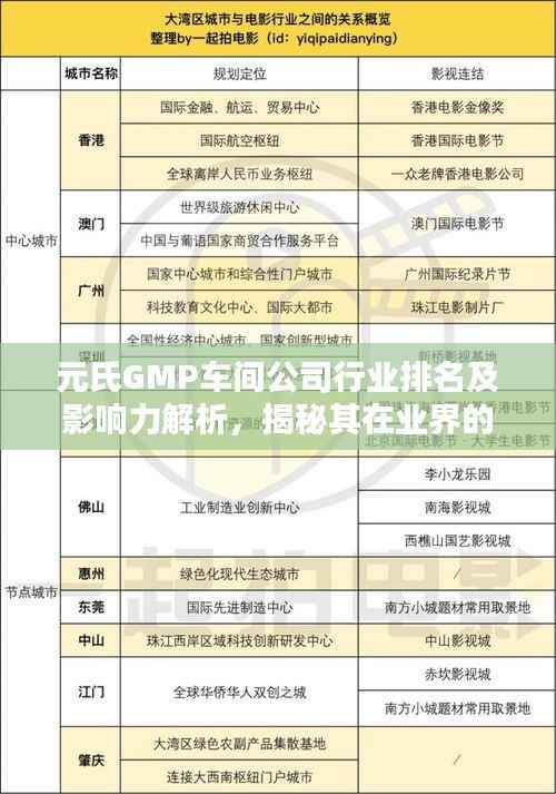 元氏GMP车间公司行业排名及影响力解析,揭秘其在业界的地位与影响力