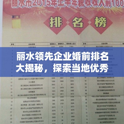 丽水领先企业婚前排名大揭秘,探索当地优秀企业榜单